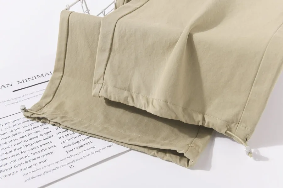 Breathable Solid Color Cargo Pants with Comfort and Drawstring Cuffs