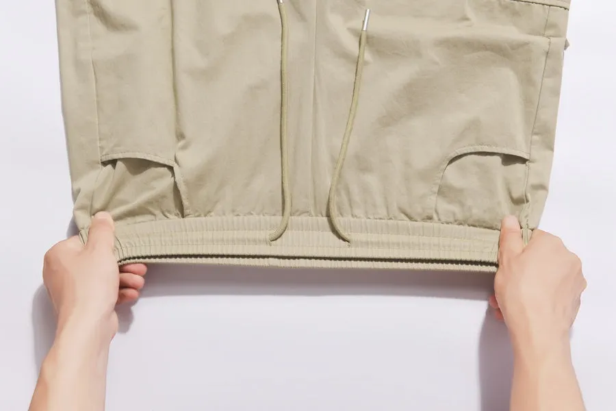 Breathable Solid Color Cargo Pants with Comfort and Drawstring Cuffs