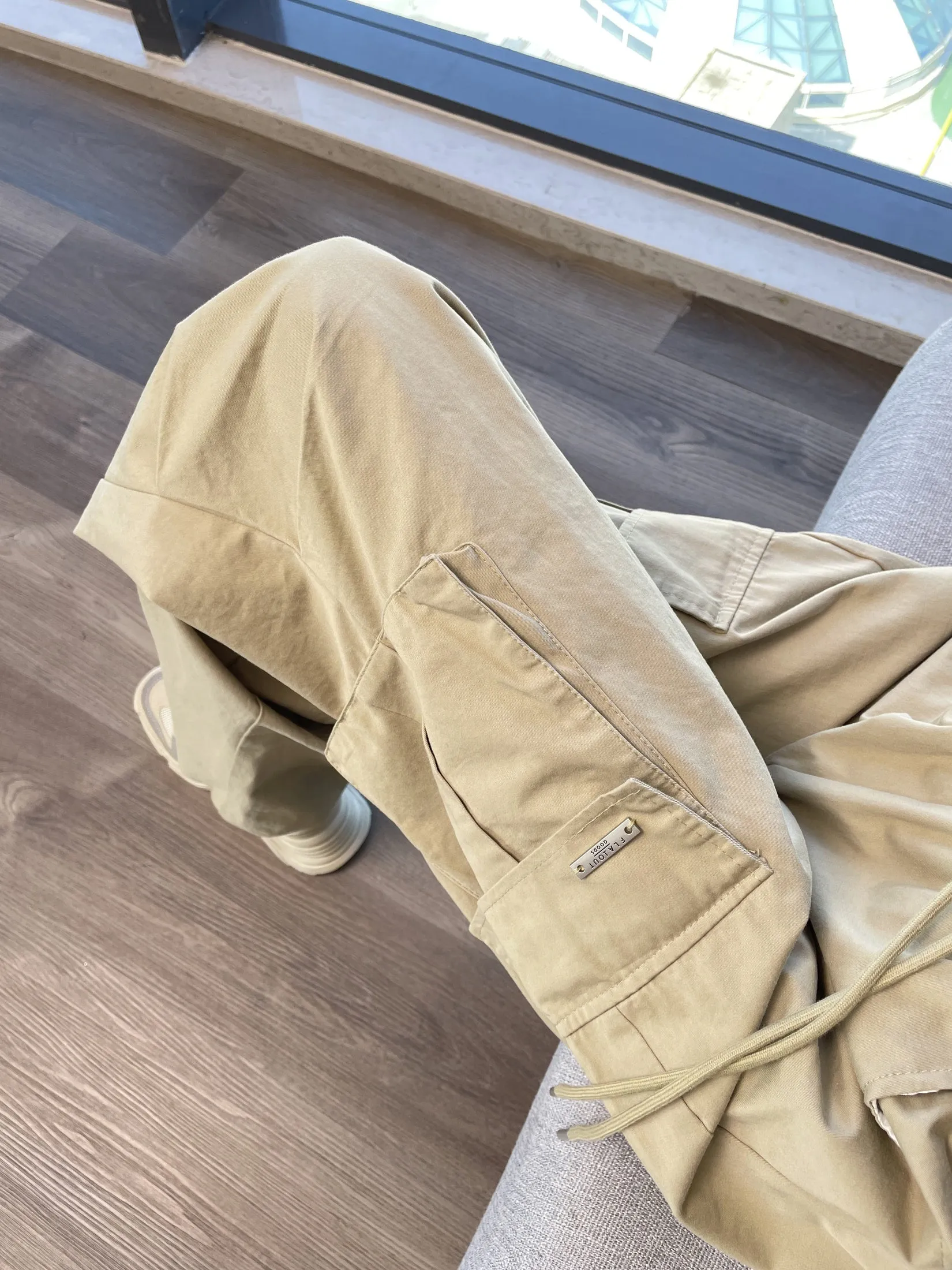 Breathable Solid Color Cargo Pants with Comfort and Drawstring Cuffs