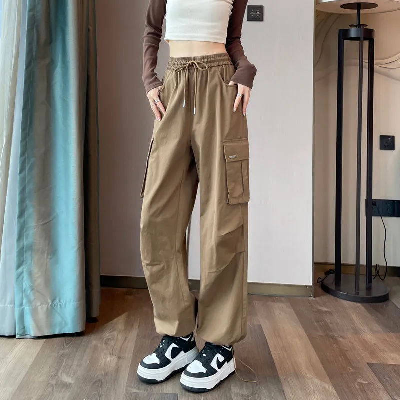 Breathable Solid Color Cargo Pants with Comfort and Drawstring Cuffs