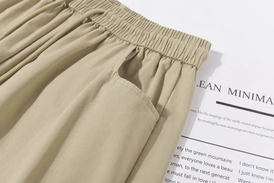 Breathable Solid Color Cargo Pants with Comfort and Drawstring Cuffs