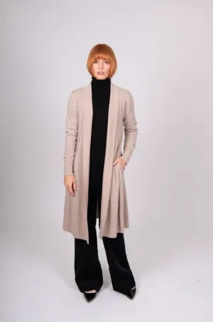 BRIDGE AND LORD LONGLINE CABLE AND RIB TRIM CARDIGAN