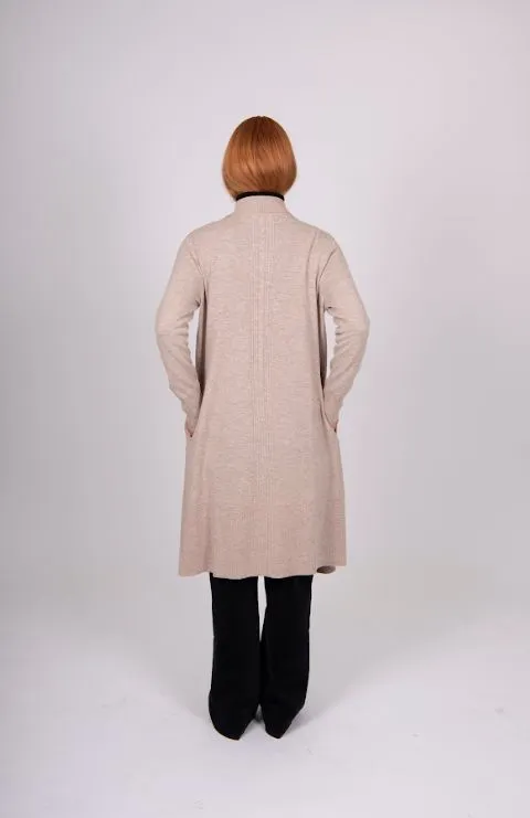 BRIDGE AND LORD LONGLINE CABLE AND RIB TRIM CARDIGAN