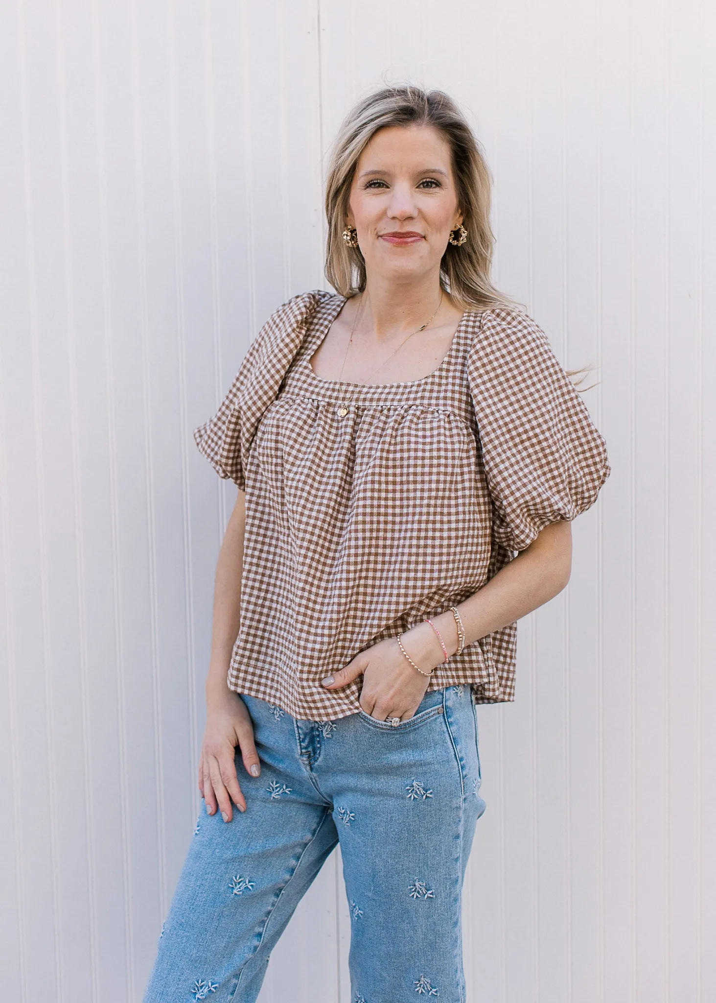Brown Checks Top
