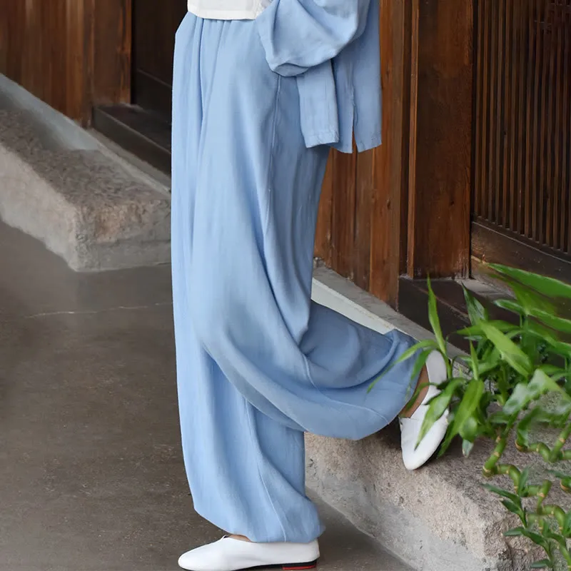 Buddha Stones Casual Plain Loose Women's Linen Pants With Pockets