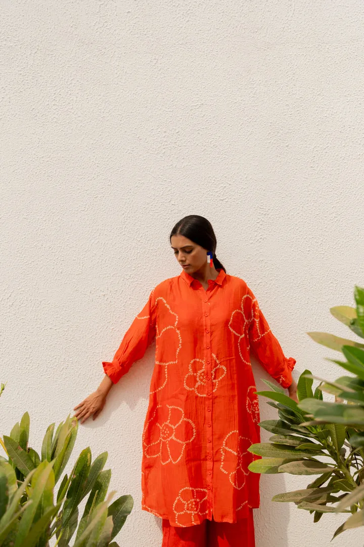 Burnt Orange Bandhani Tunic with Pants