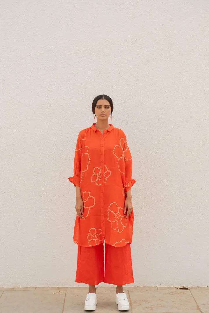 Burnt Orange Bandhani Tunic with Pants