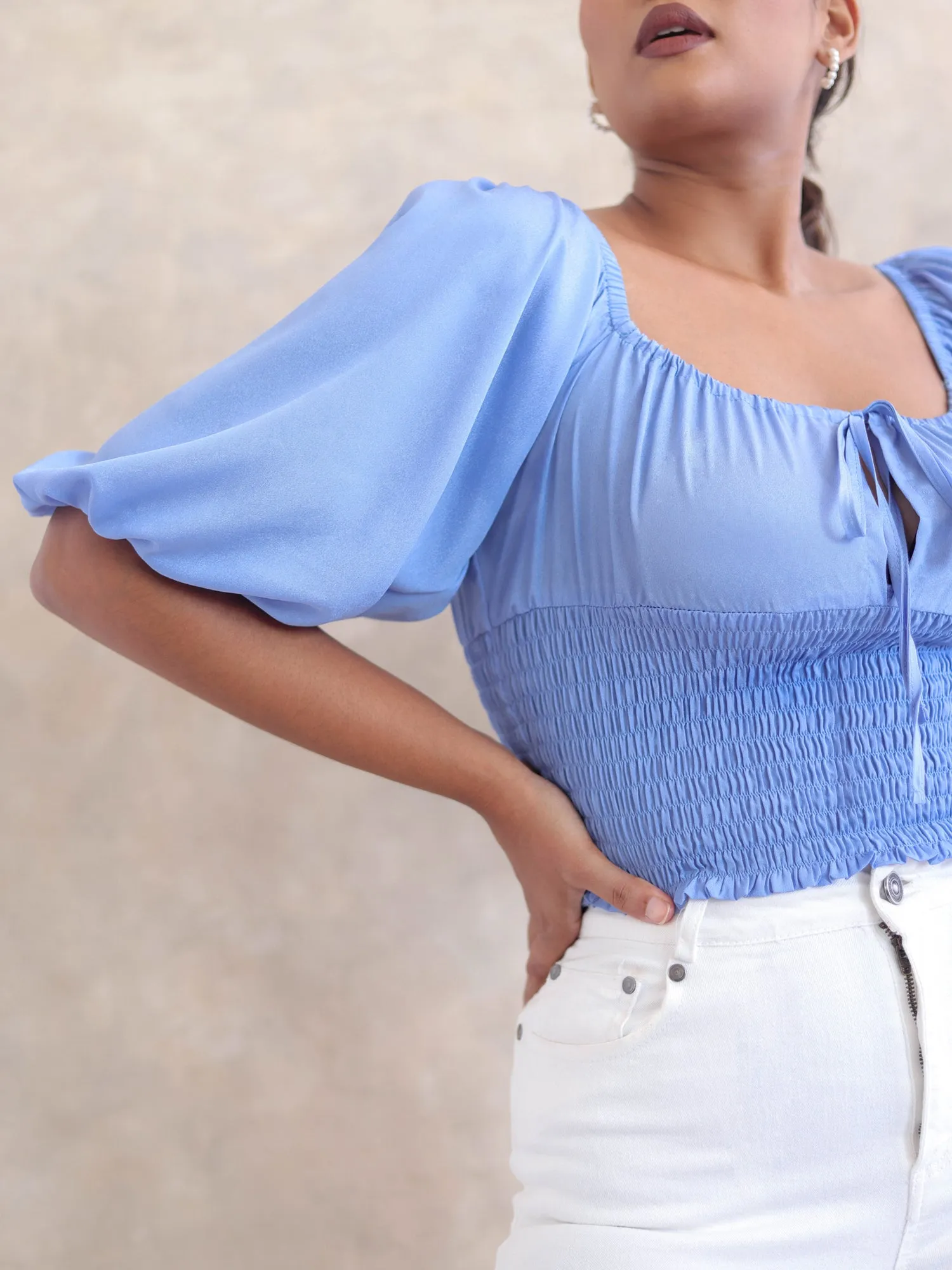 Bustier Detail Front Tie-Up Top