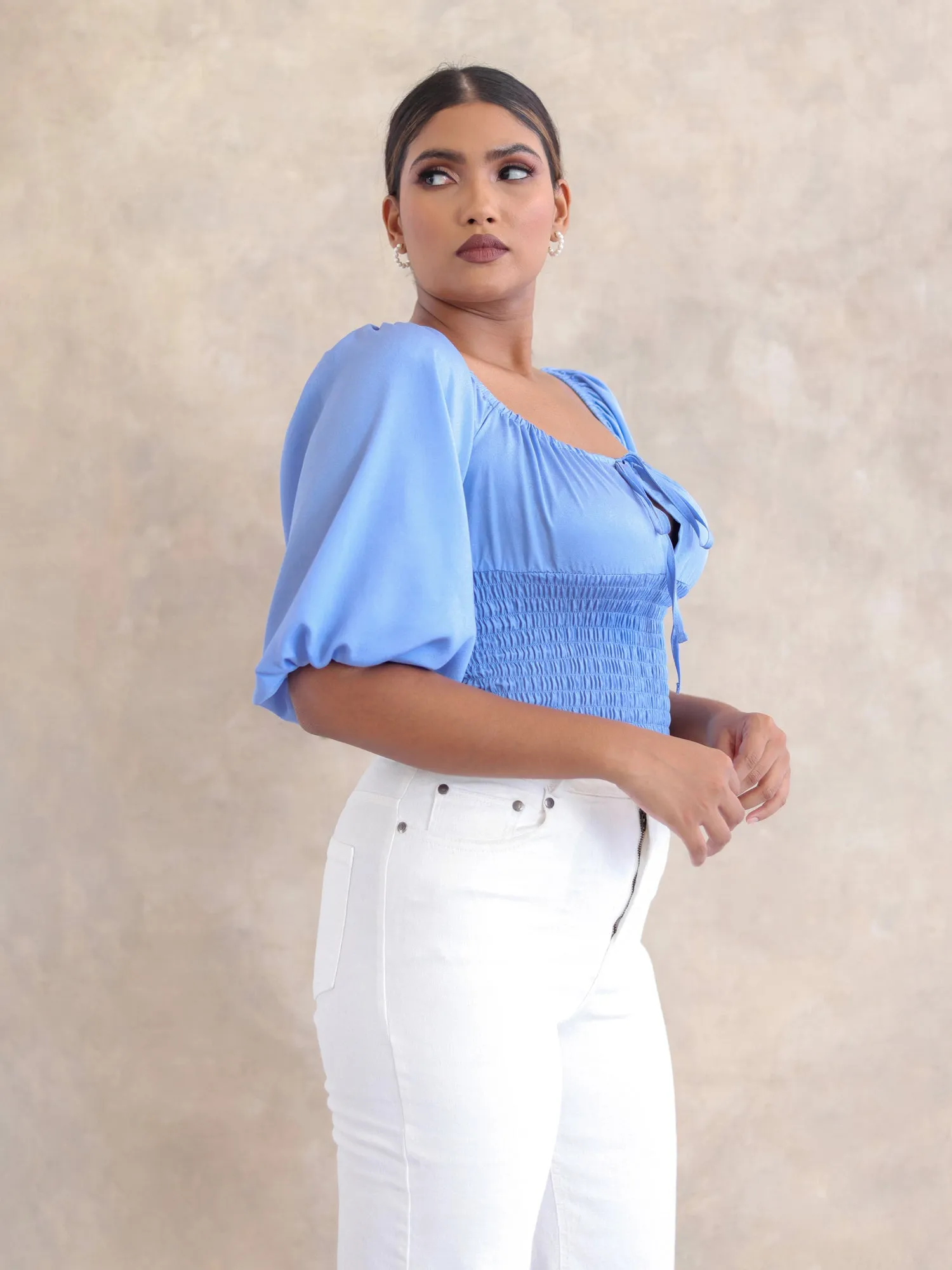 Bustier Detail Front Tie-Up Top