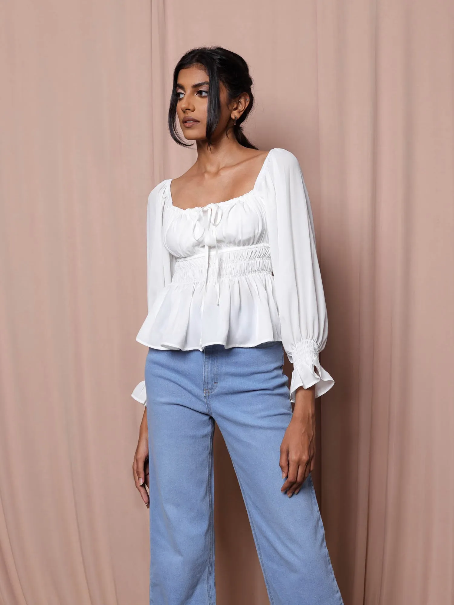 Bustier Detail Front Tie-Up Top