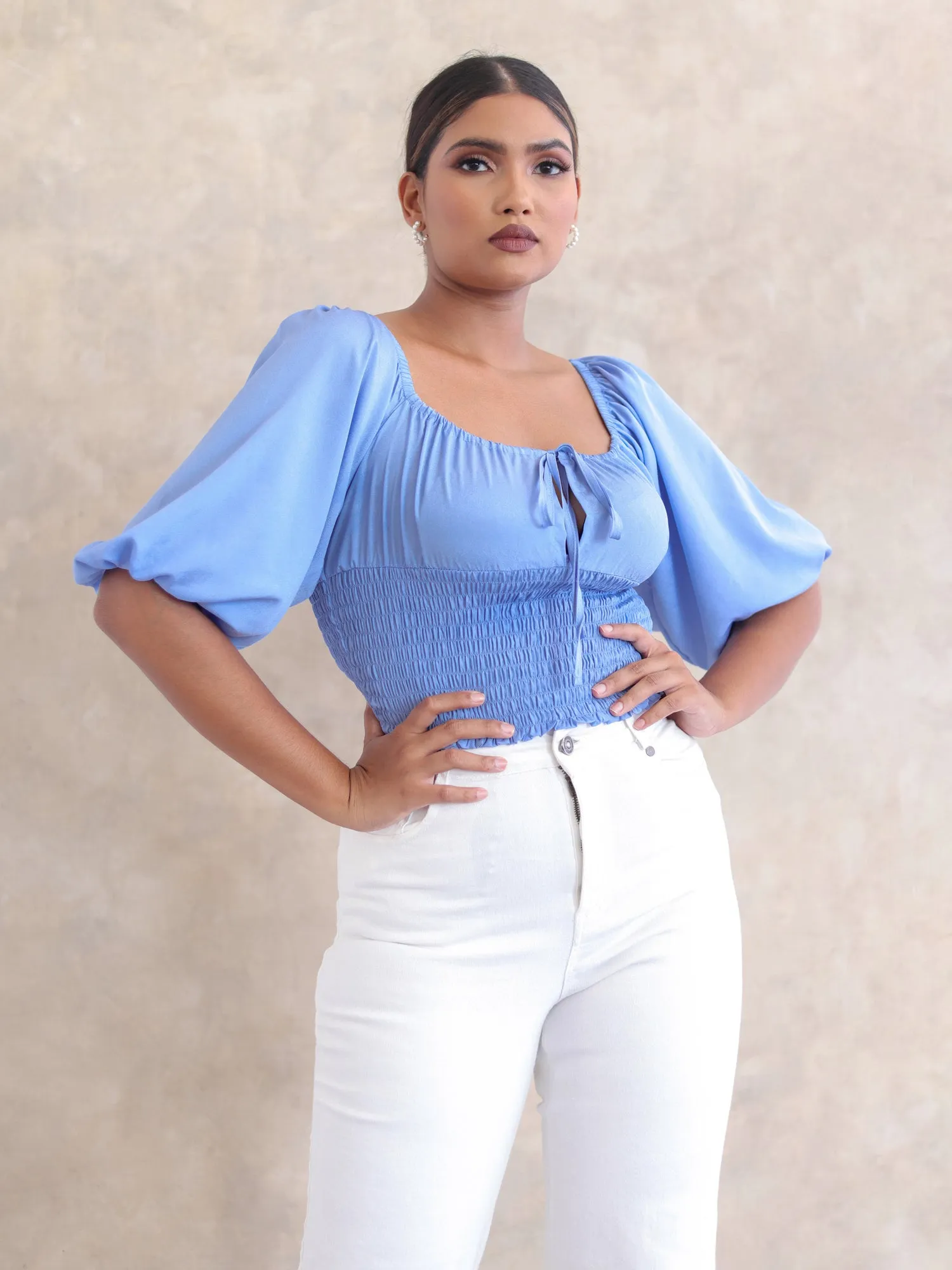 Bustier Detail Front Tie-Up Top