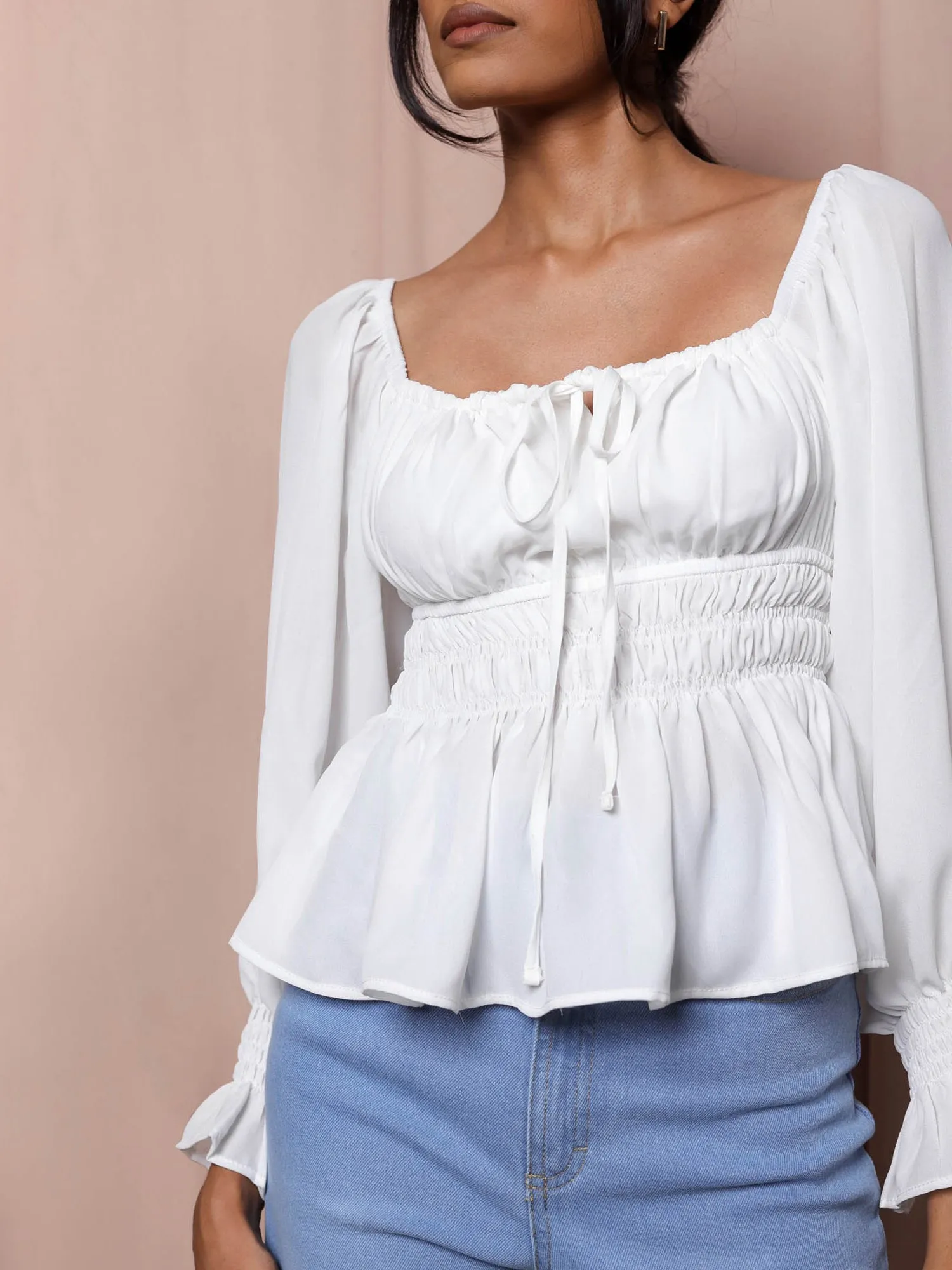 Bustier Detail Front Tie-Up Top