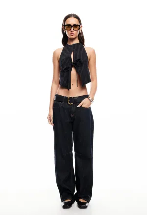 BUTTERFLY TIE TOP - ONYX PINSTRIPE
