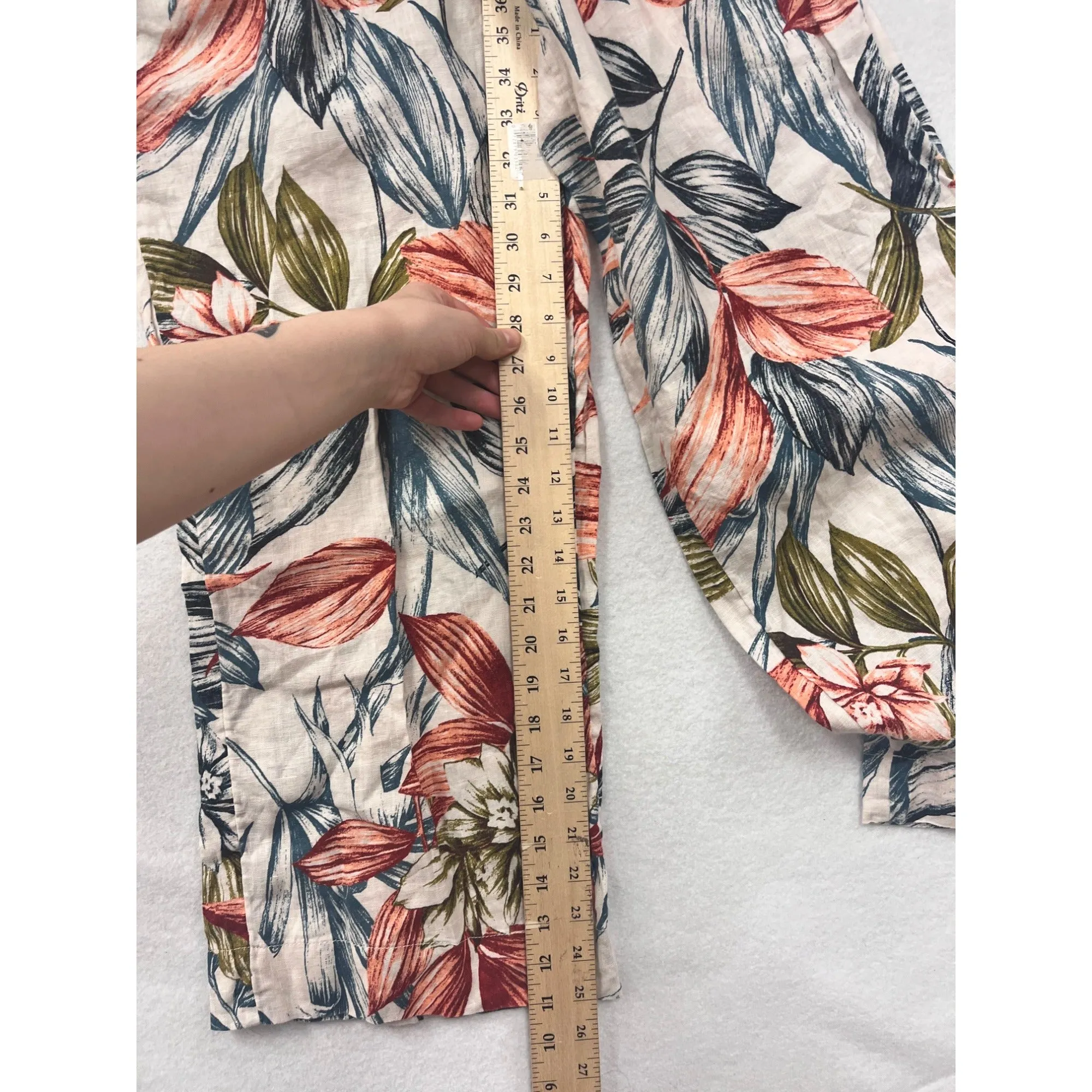 C&C California Womens Floral Printed Wide-Leg Linen Pants S #6552