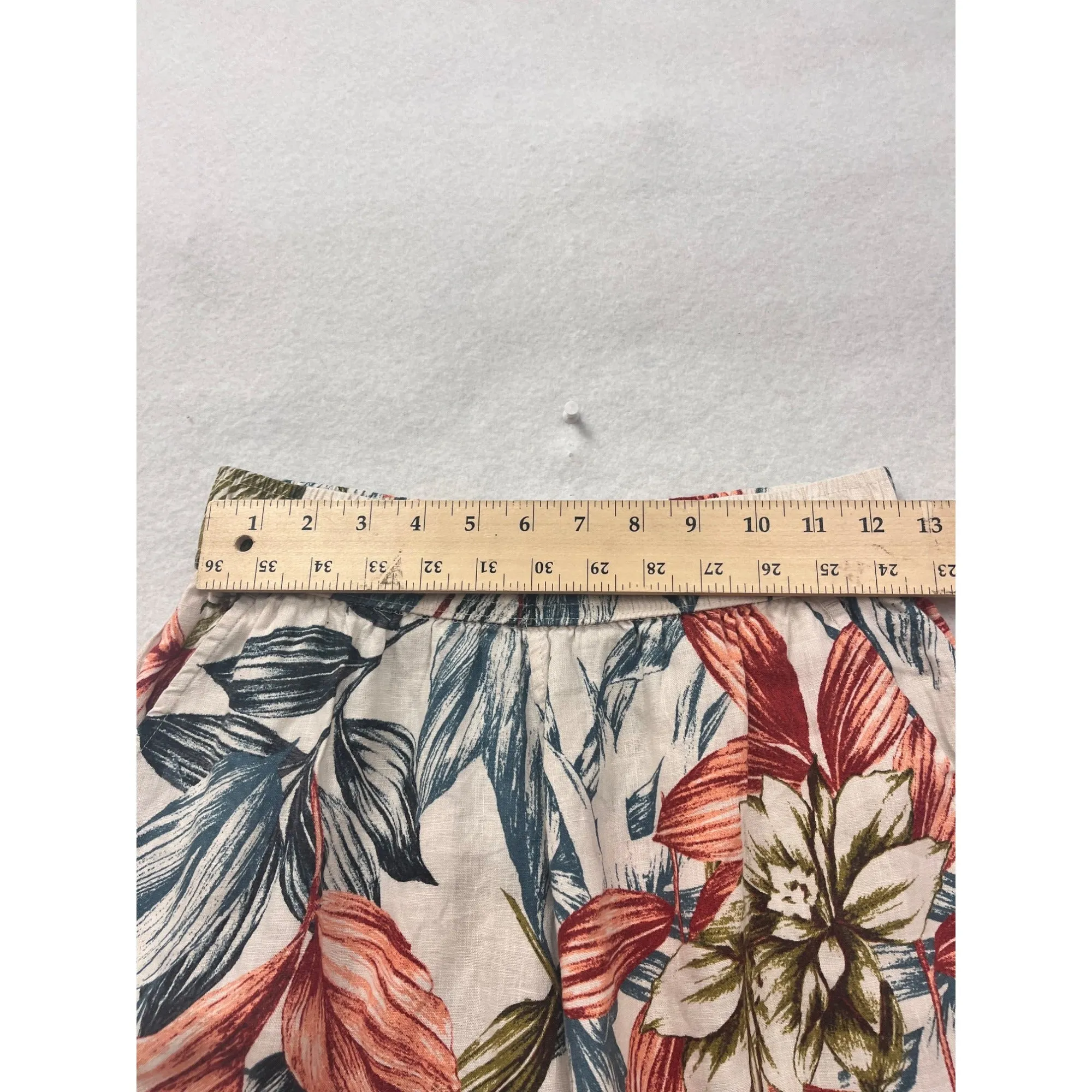C&C California Womens Floral Printed Wide-Leg Linen Pants S #6552