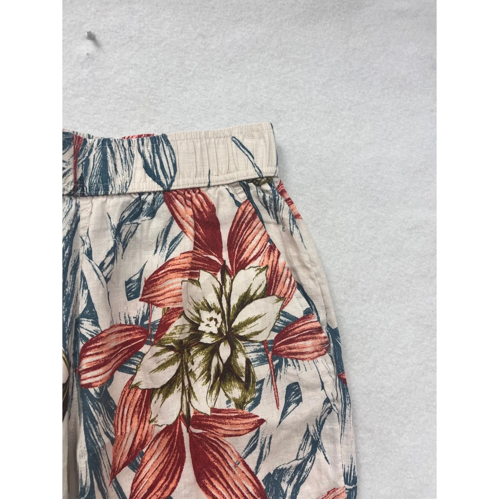 C&C California Womens Floral Printed Wide-Leg Linen Pants S #6552