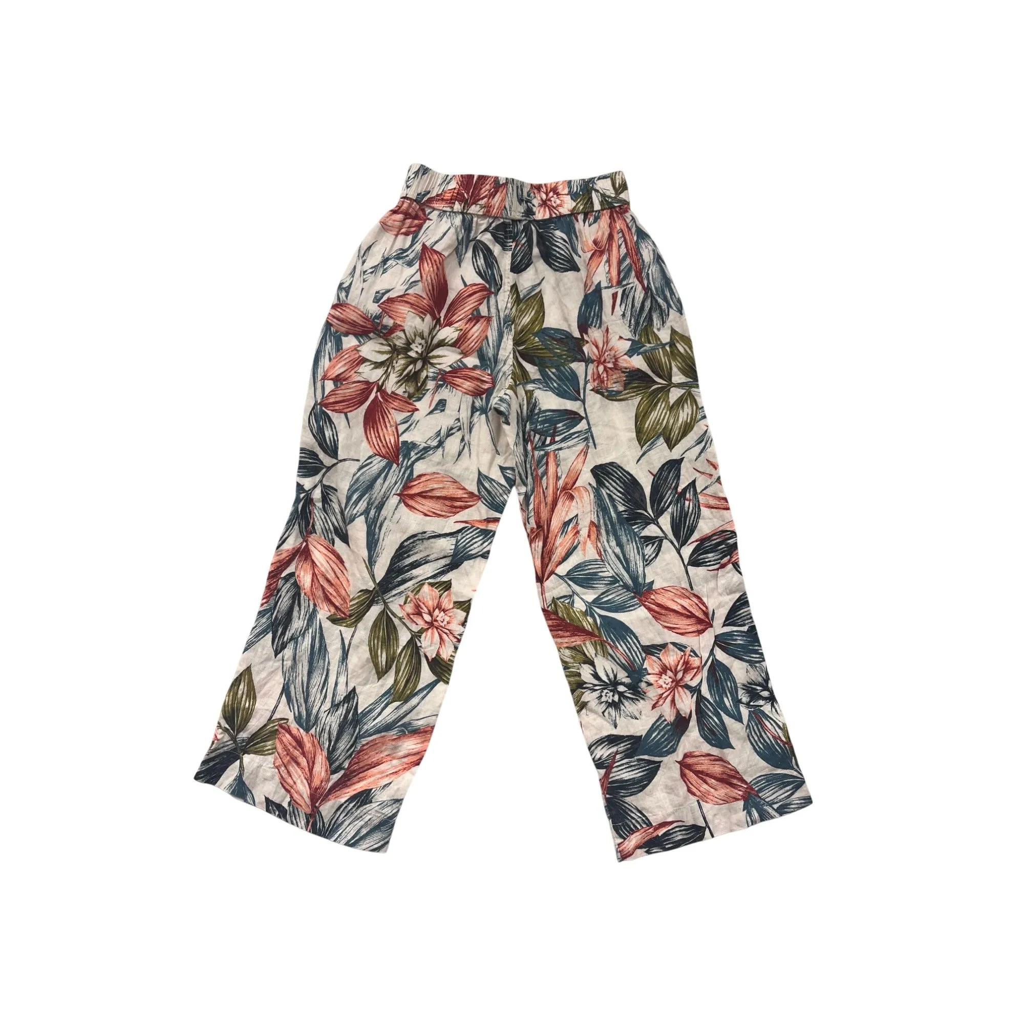 C&C California Womens Floral Printed Wide-Leg Linen Pants S #6552