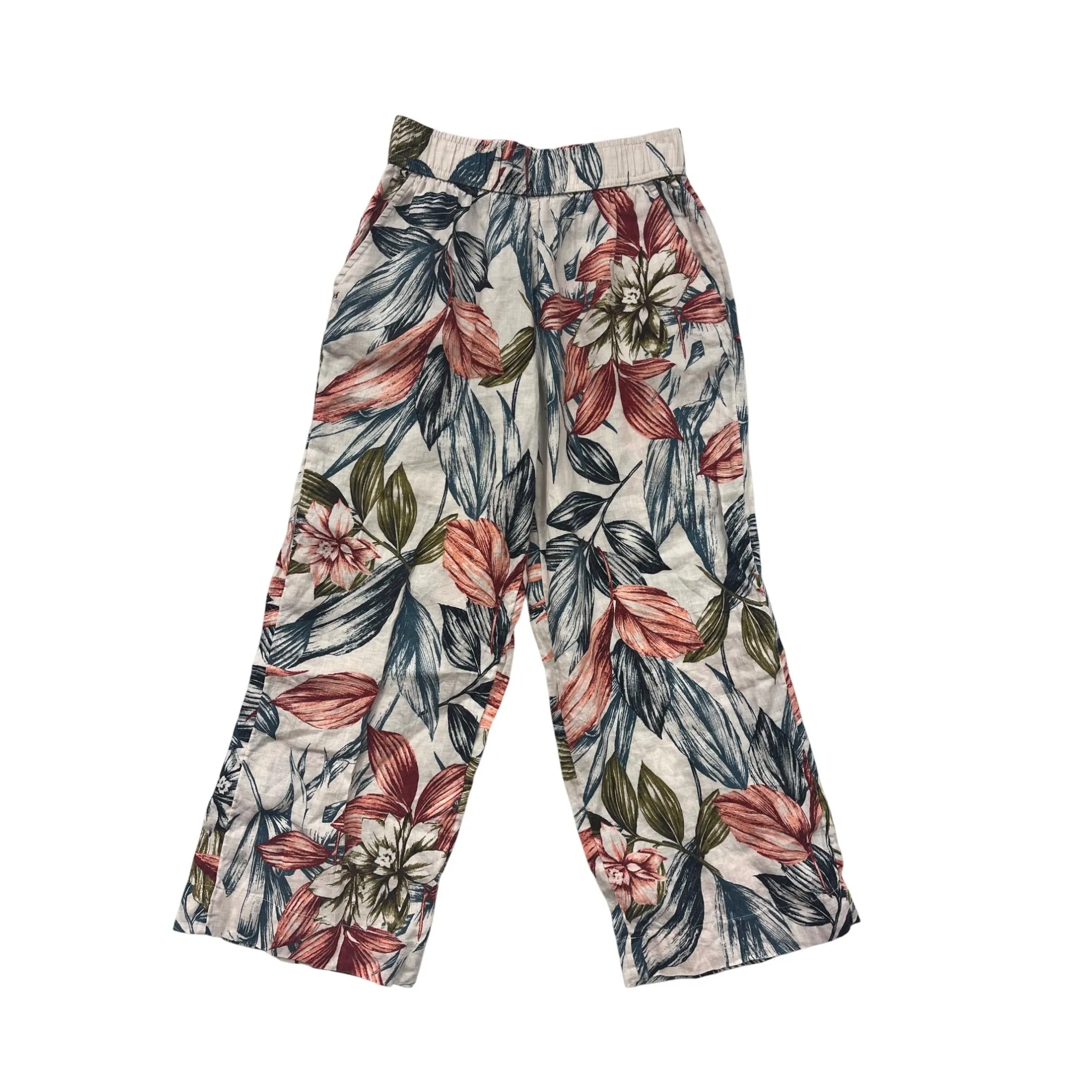 C&C California Womens Floral Printed Wide-Leg Linen Pants S #6552