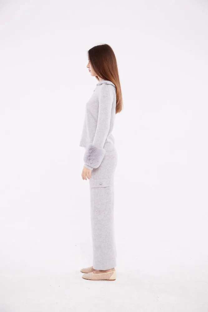 Cargo Pant with Button Detail in Fog
