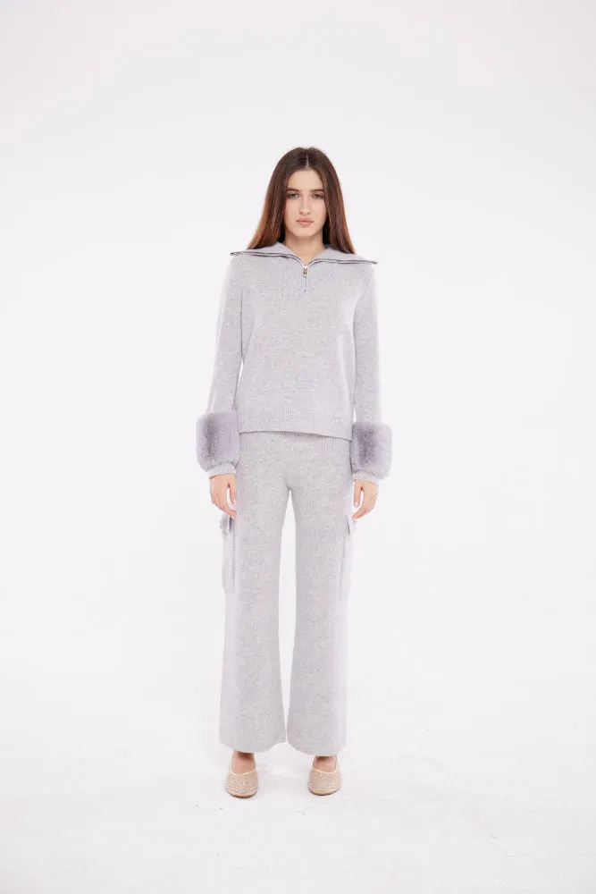 Cargo Pant with Button Detail in Fog