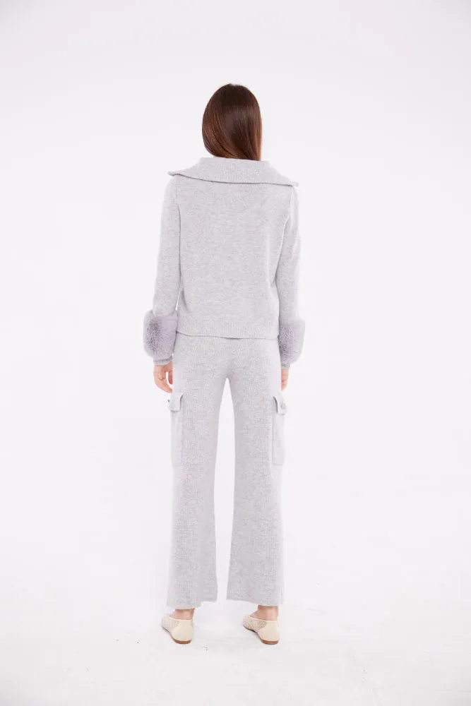 Cargo Pant with Button Detail in Fog