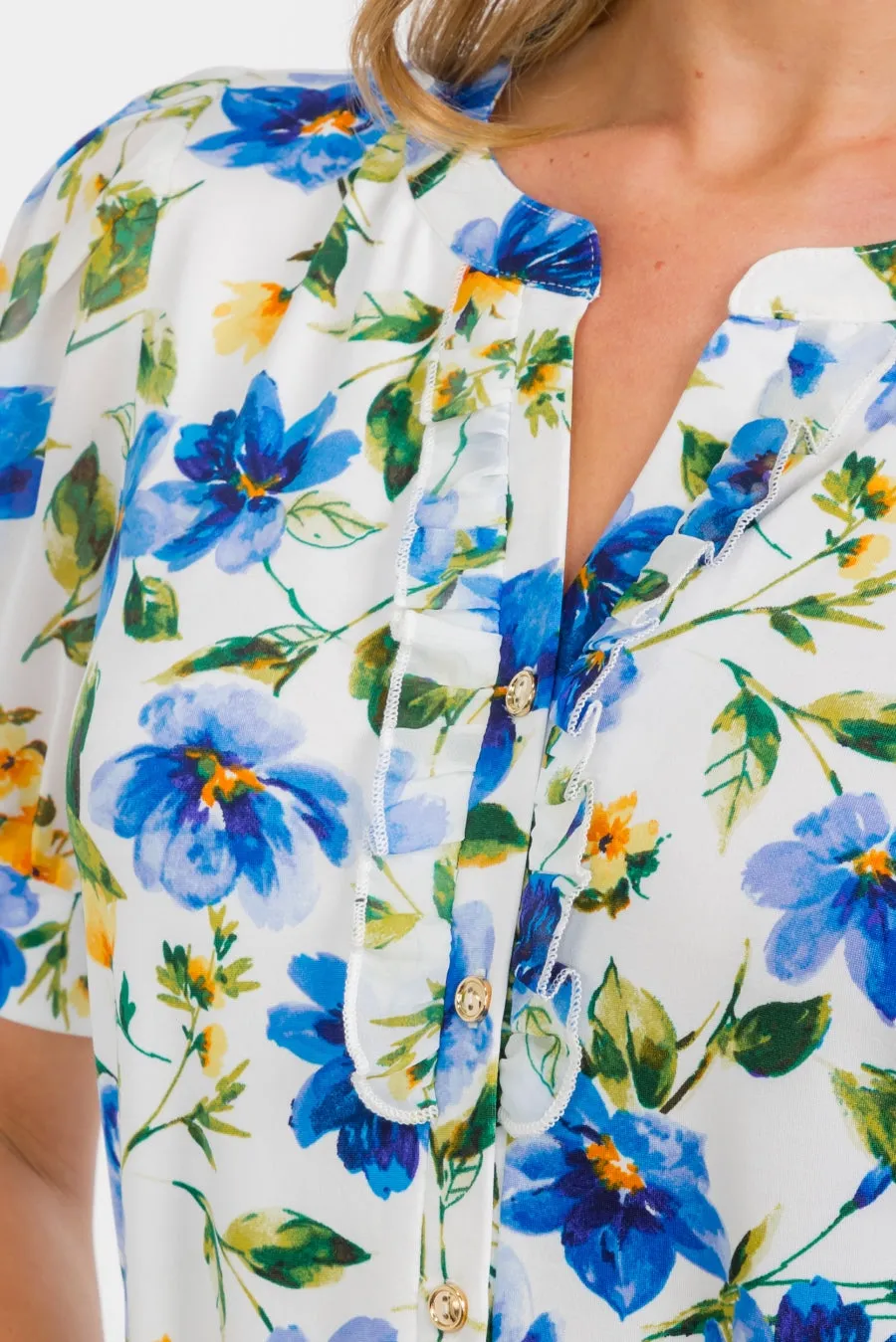 CASCADE RUFFLE TIE SHIRT