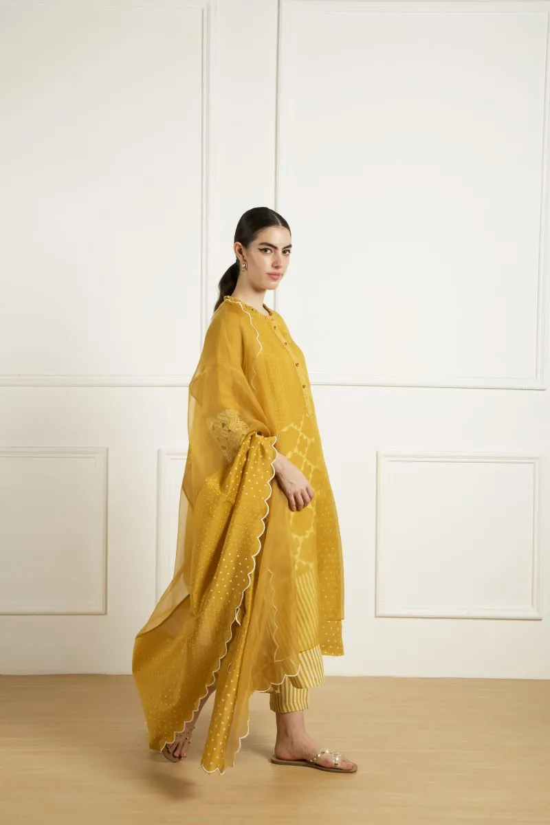 Celeste ochre double layer tunic set