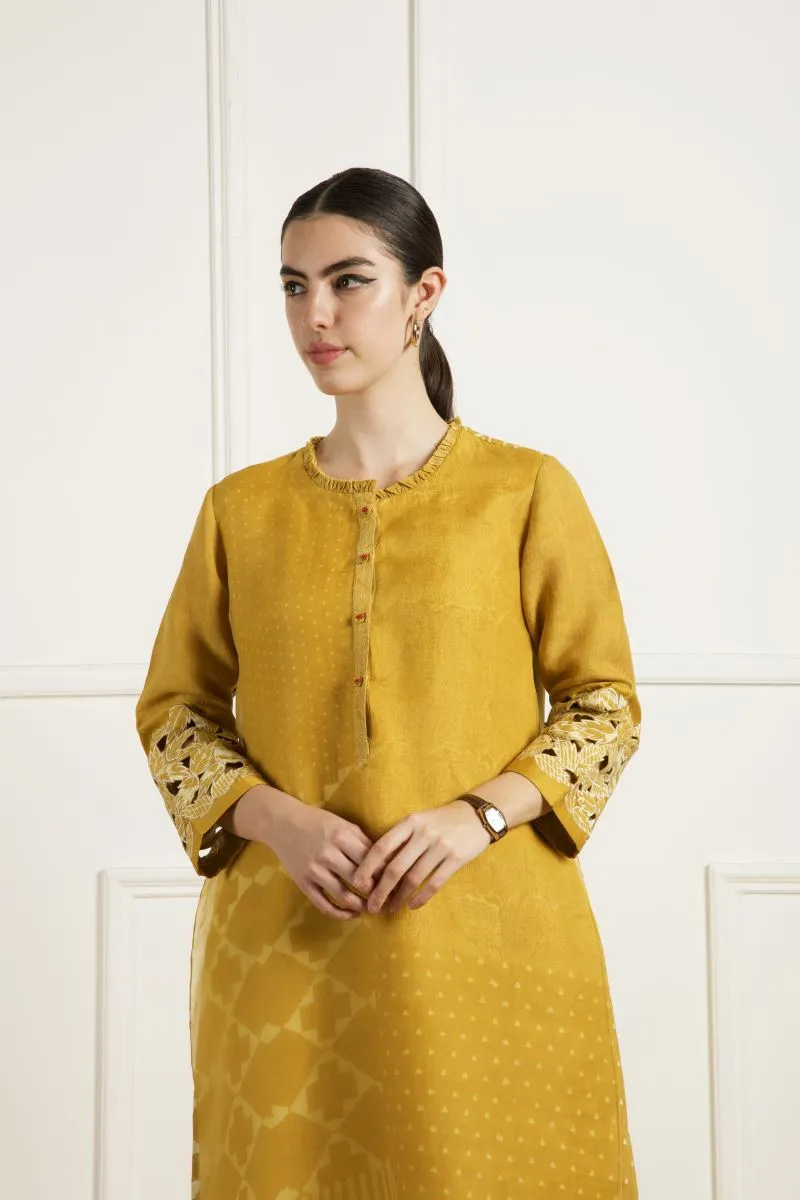 Celeste ochre double layer tunic set