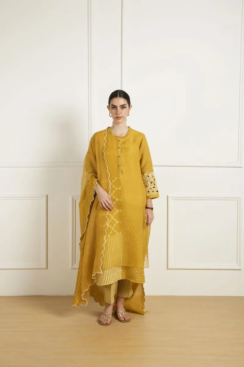 Celeste ochre double layer tunic set