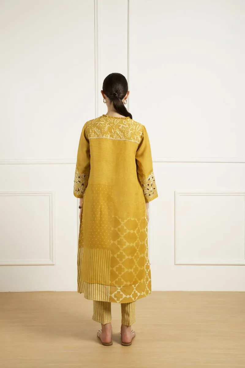 Celeste ochre double layer tunic set