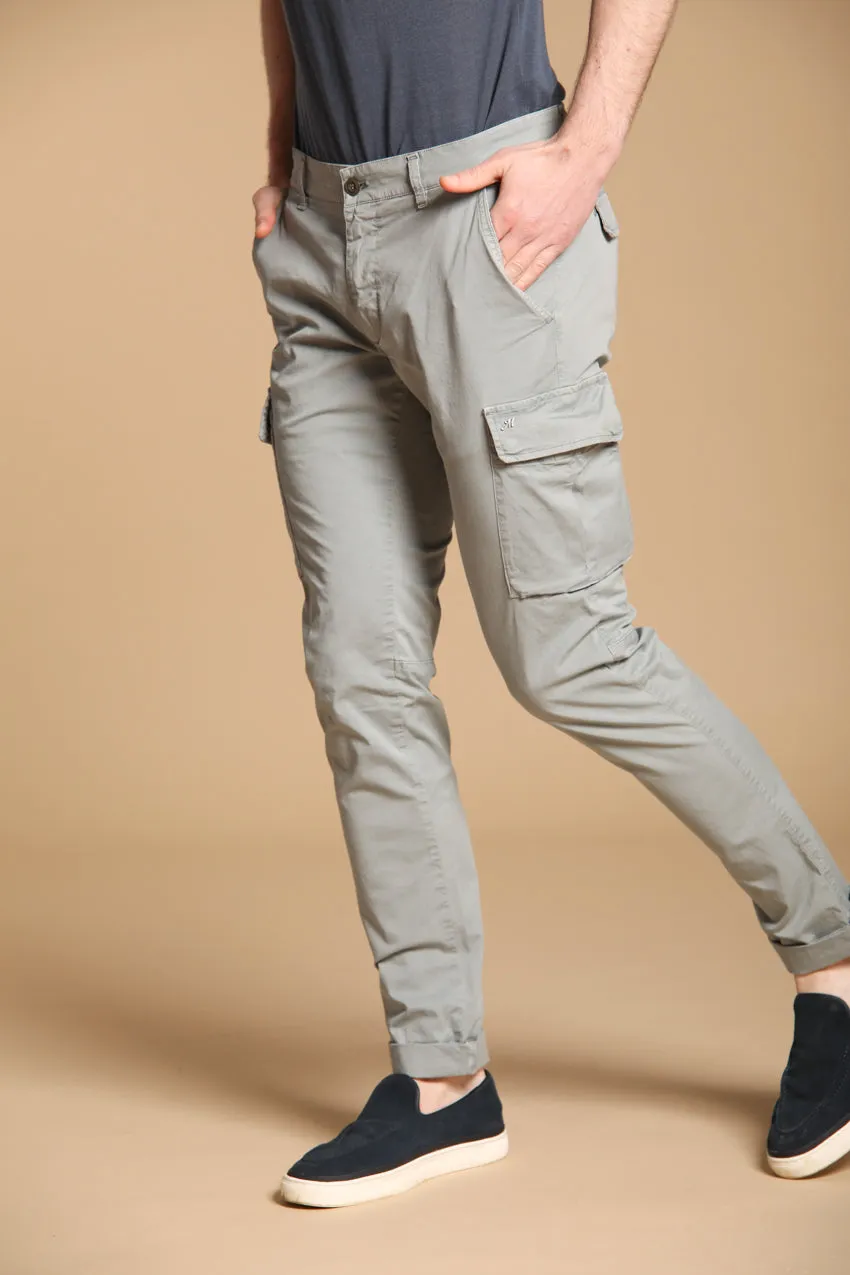 Chile Men's cargo pants in lightweight Pima cotton twill special washing  Extra-Slim Fit