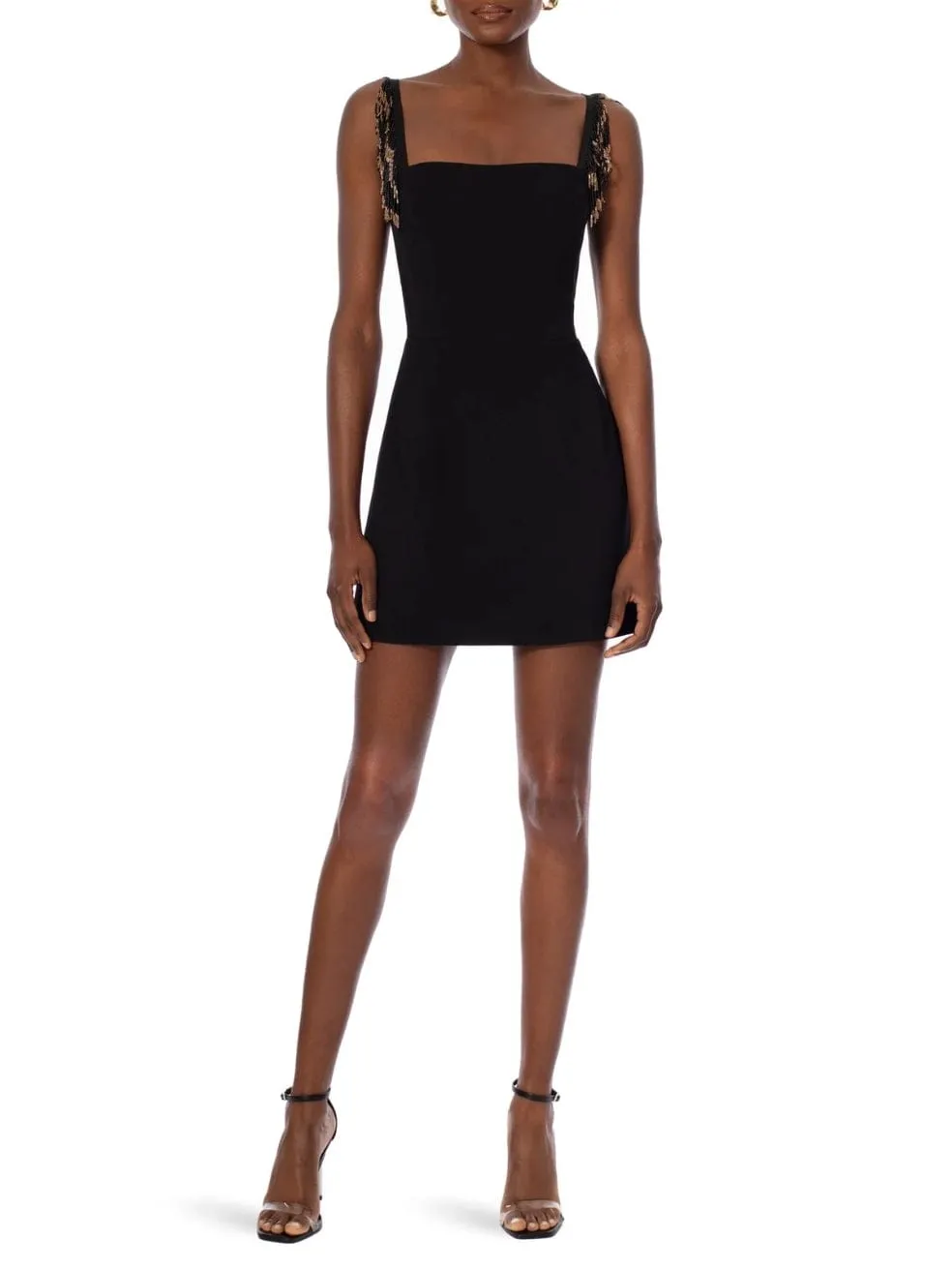 Cleo Beaded Fringe Crepe Cocktail Minidress