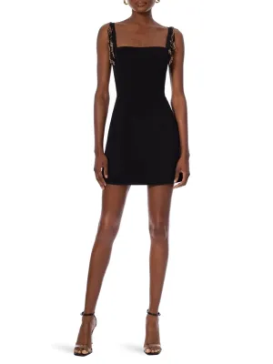 Cleo Beaded Fringe Crepe Cocktail Minidress