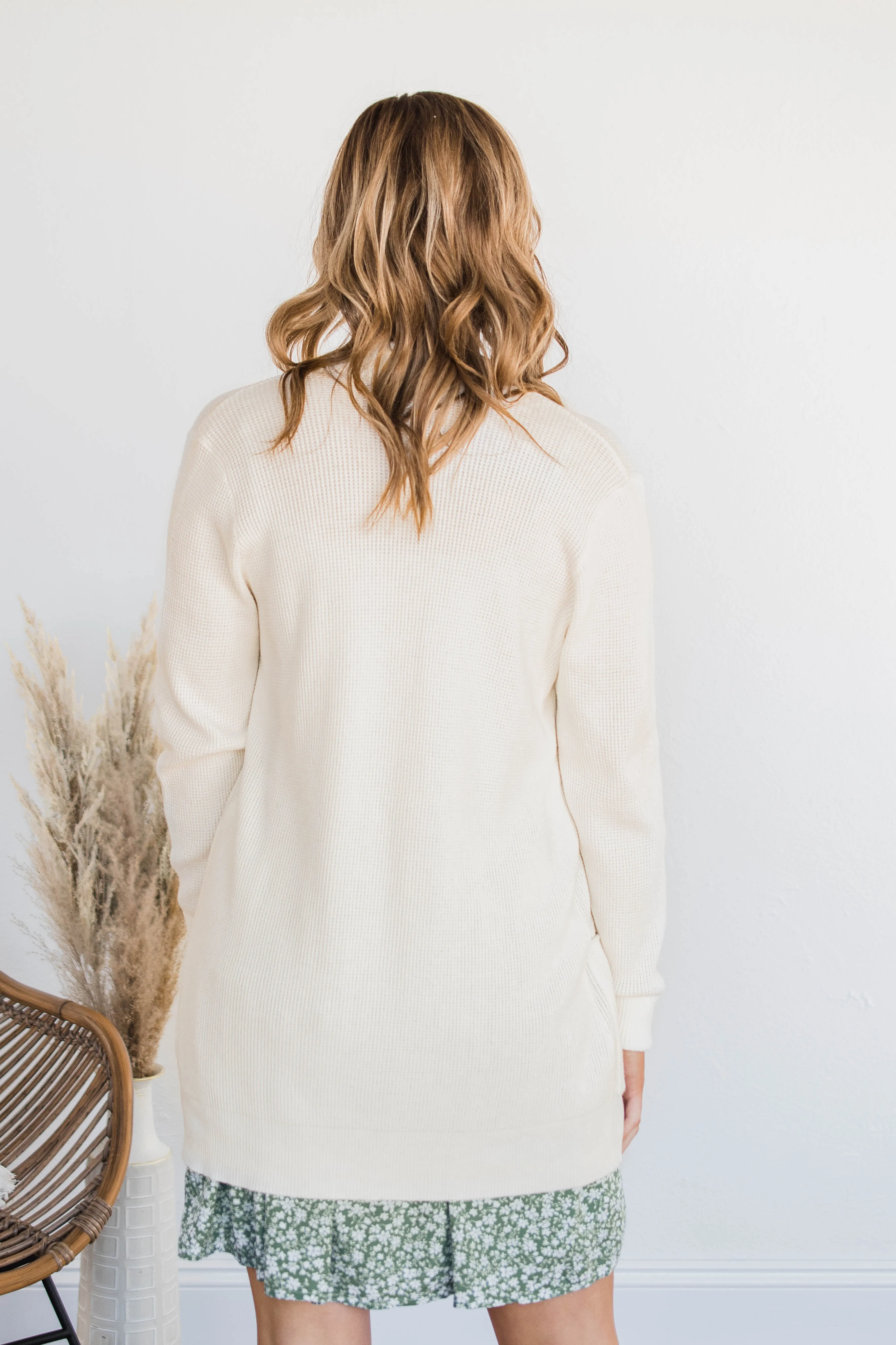 Cloud Nine Waffle Knit Cardigan- Off White