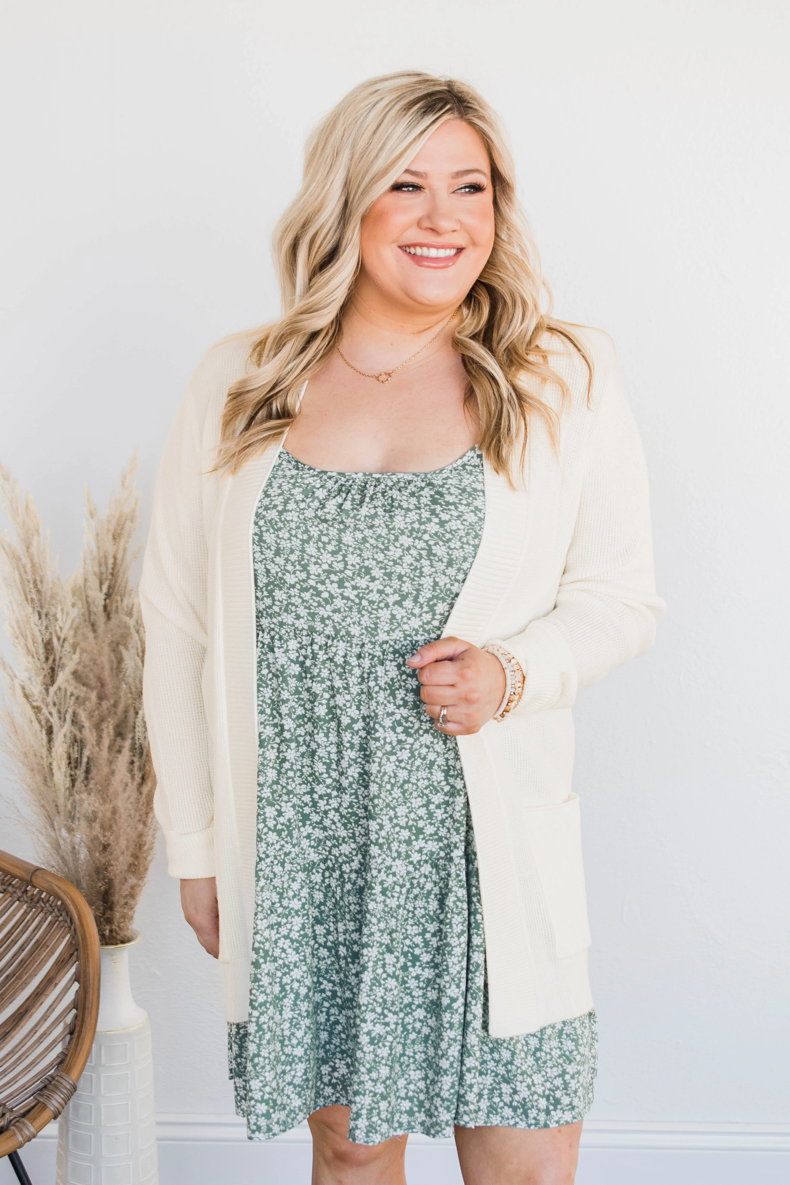 Cloud Nine Waffle Knit Cardigan- Off White