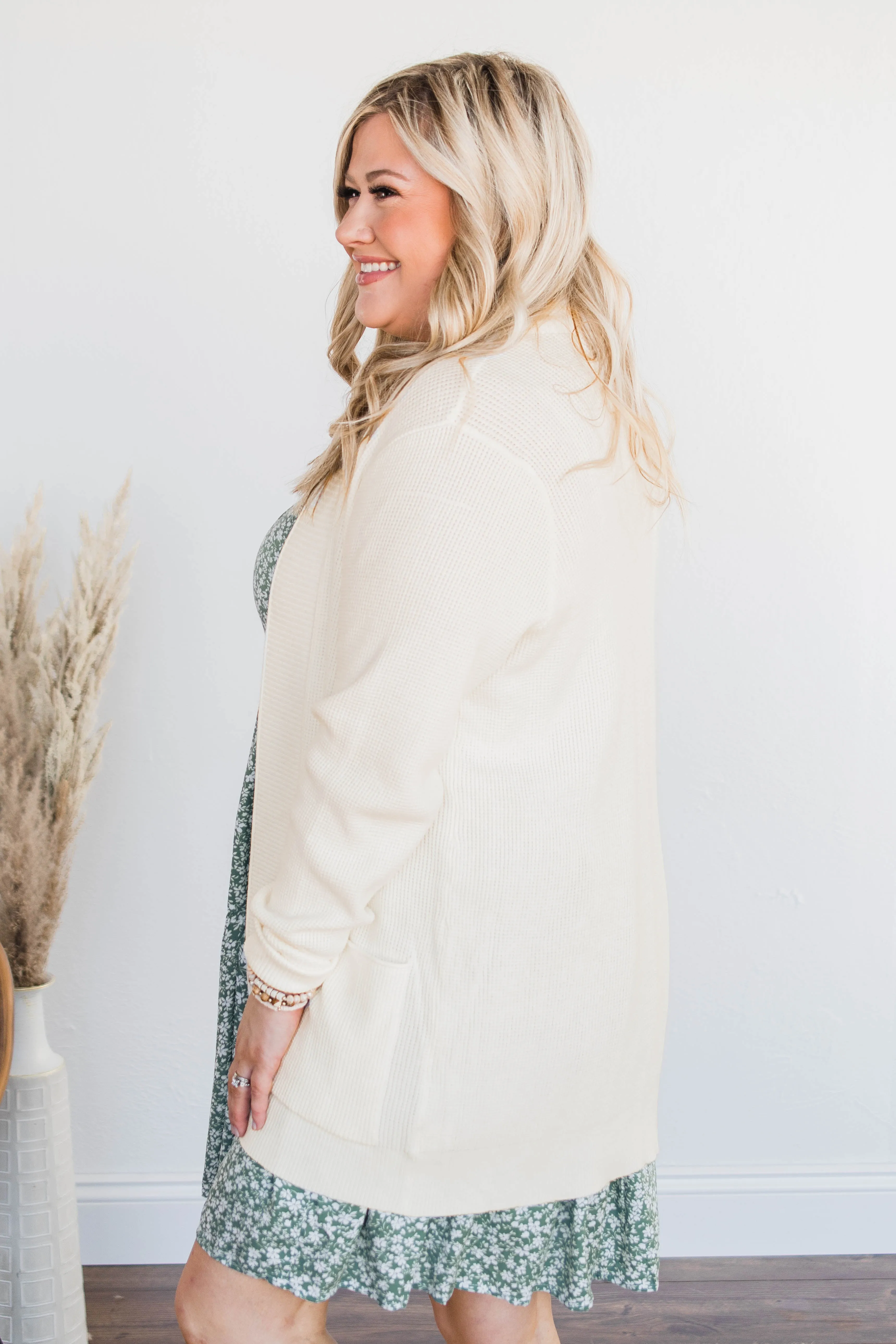Cloud Nine Waffle Knit Cardigan- Off White