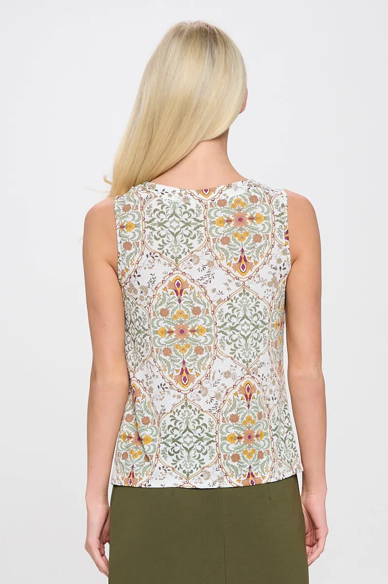 COCONUT BUTTON TIE FRONT SLEEVELESS SHIRT