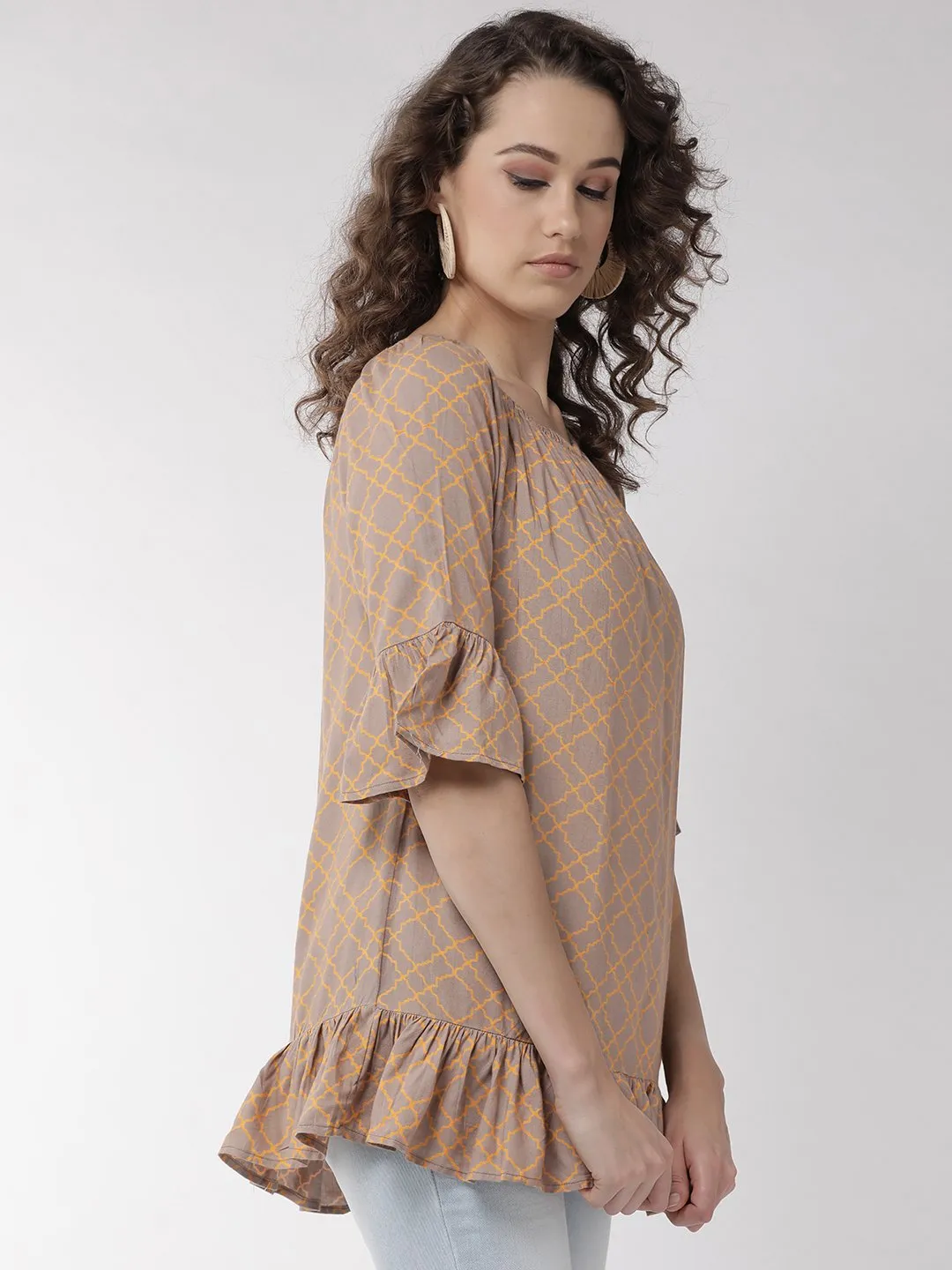Coffee Brown Off Shoulder Top