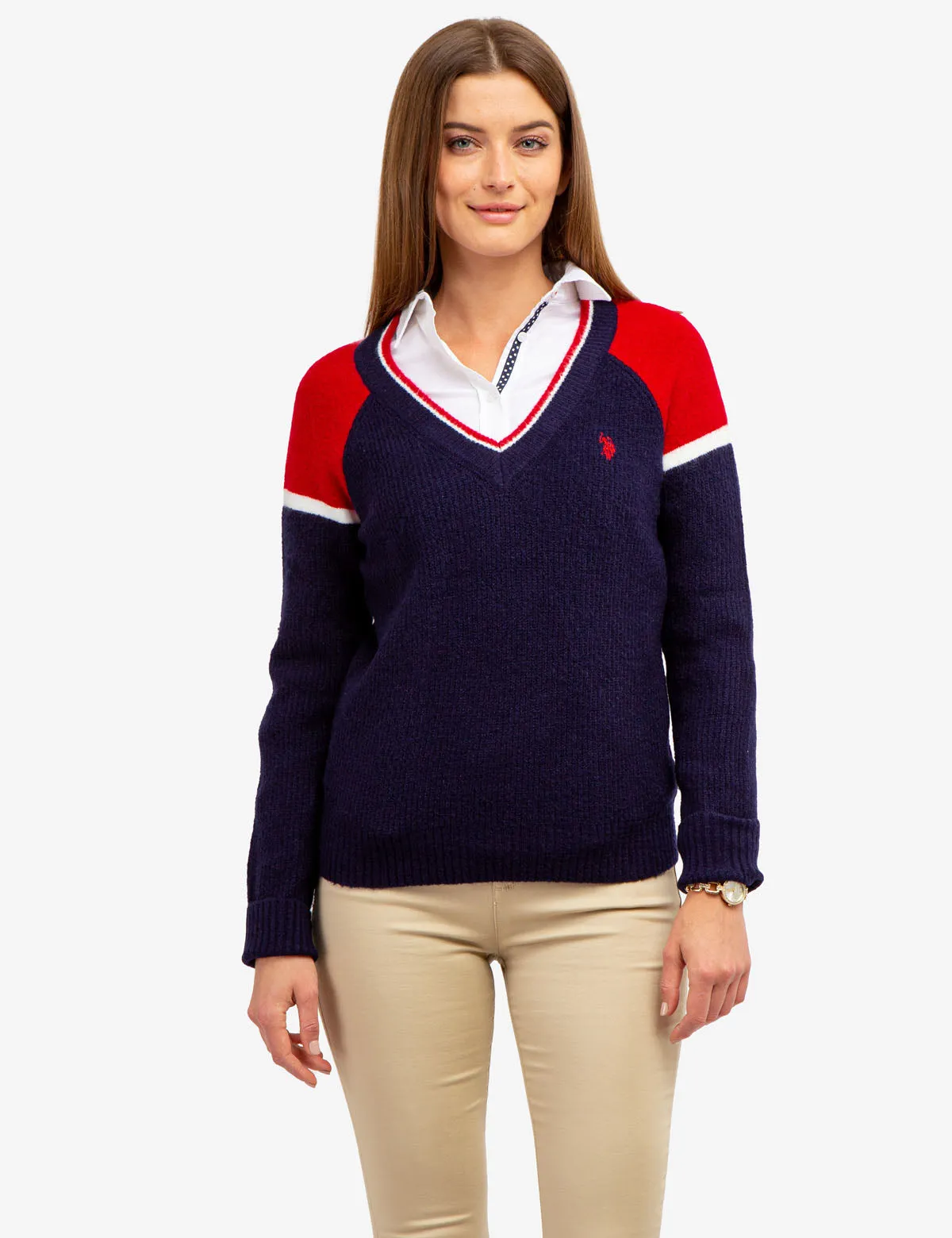 COLORBLOCK V-NECK SWEATER