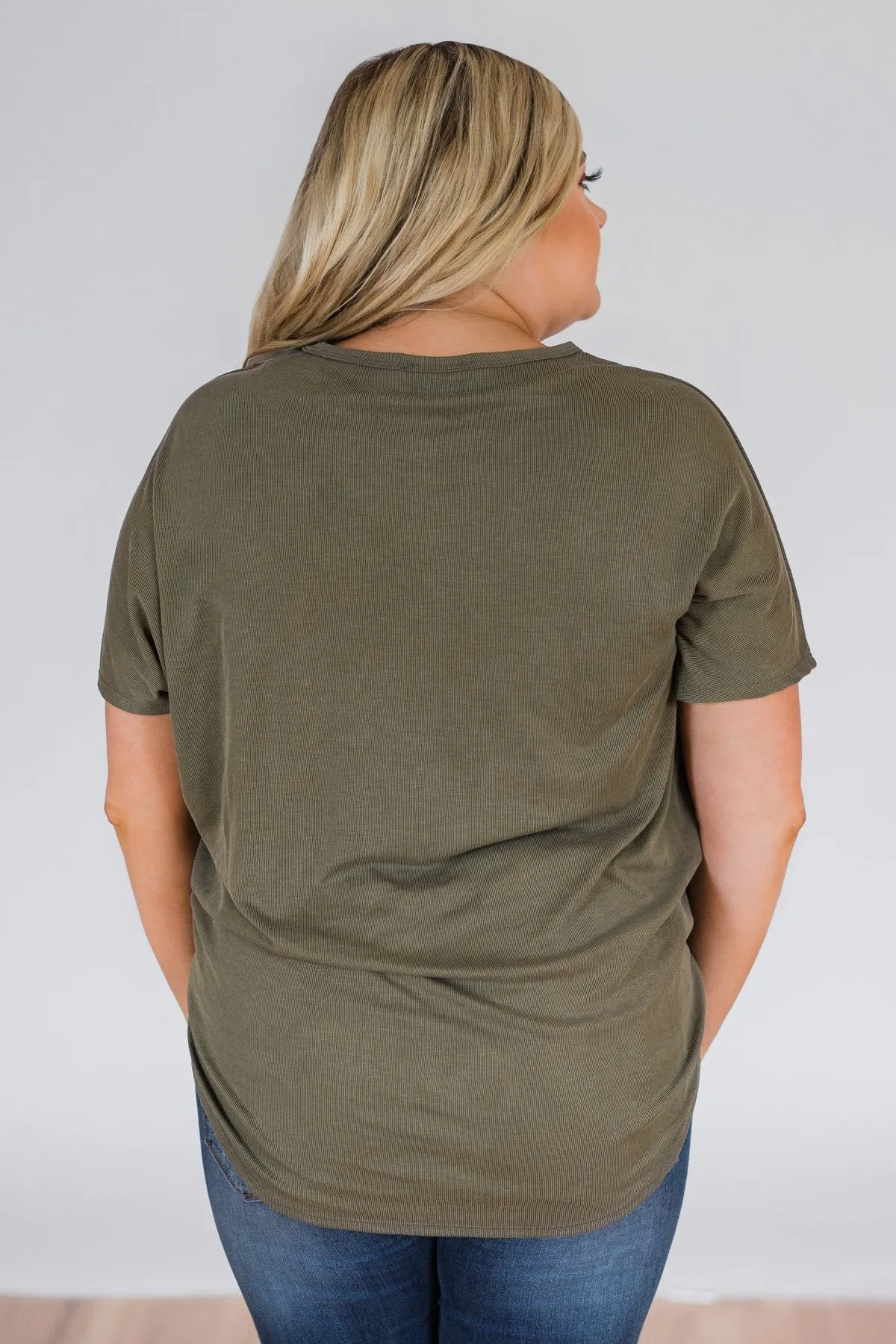 Coming Your Way Dolman Button Top- Olive