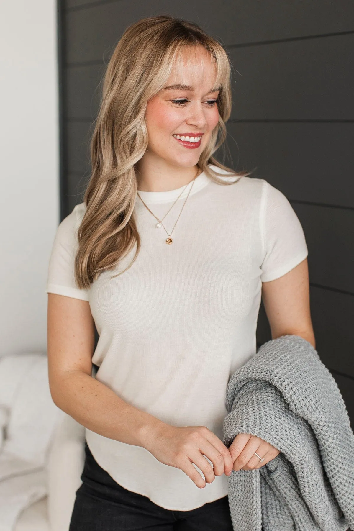 Confident Attitude Ribbed Top- Off-White