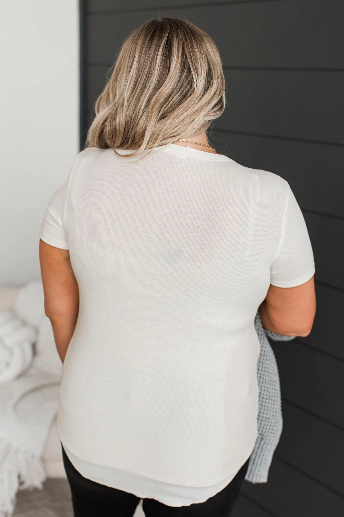 Confident Attitude Ribbed Top- Off-White