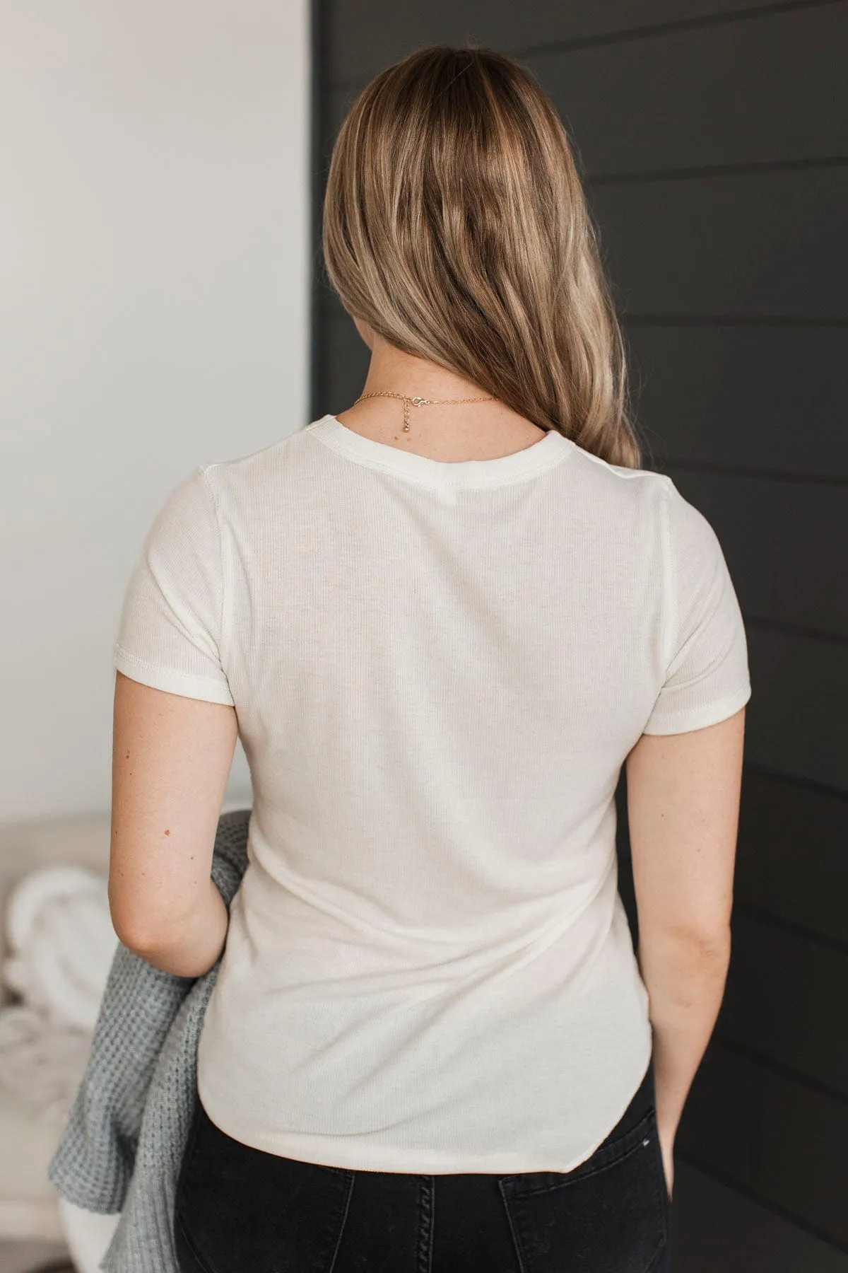 Confident Attitude Ribbed Top- Off-White