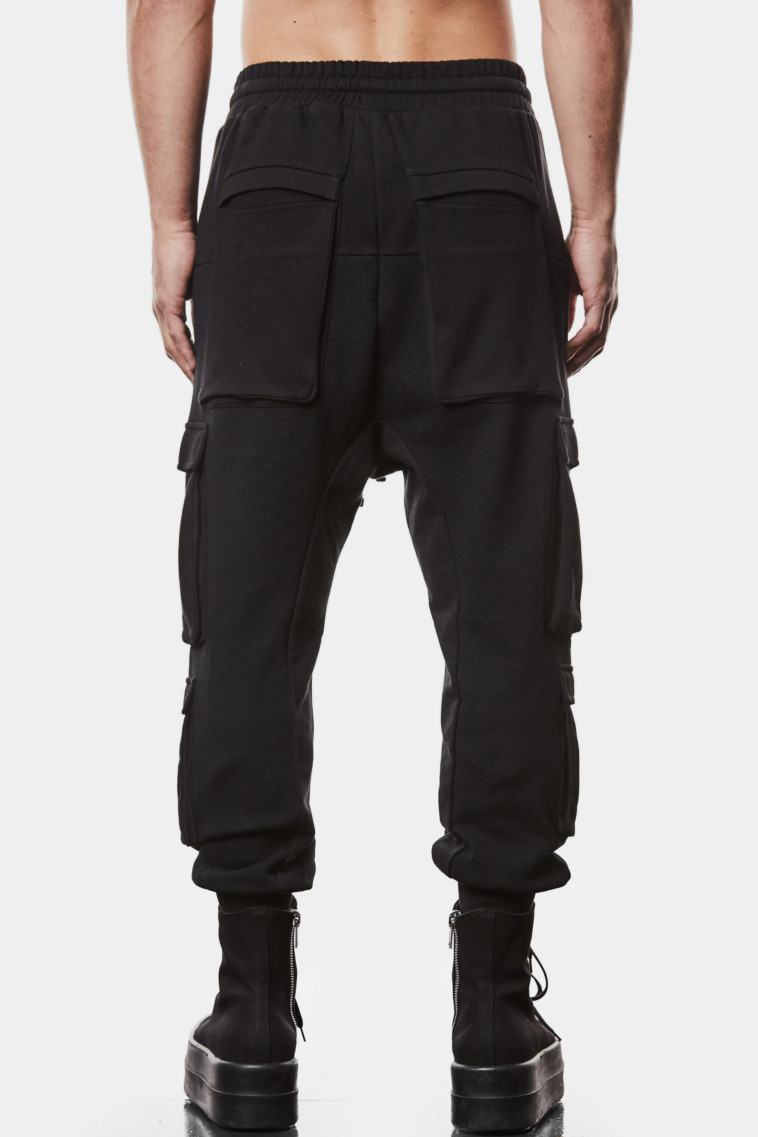 Contrast cargo drawstring pants
