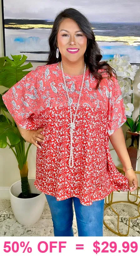 Coral Paisley poncho