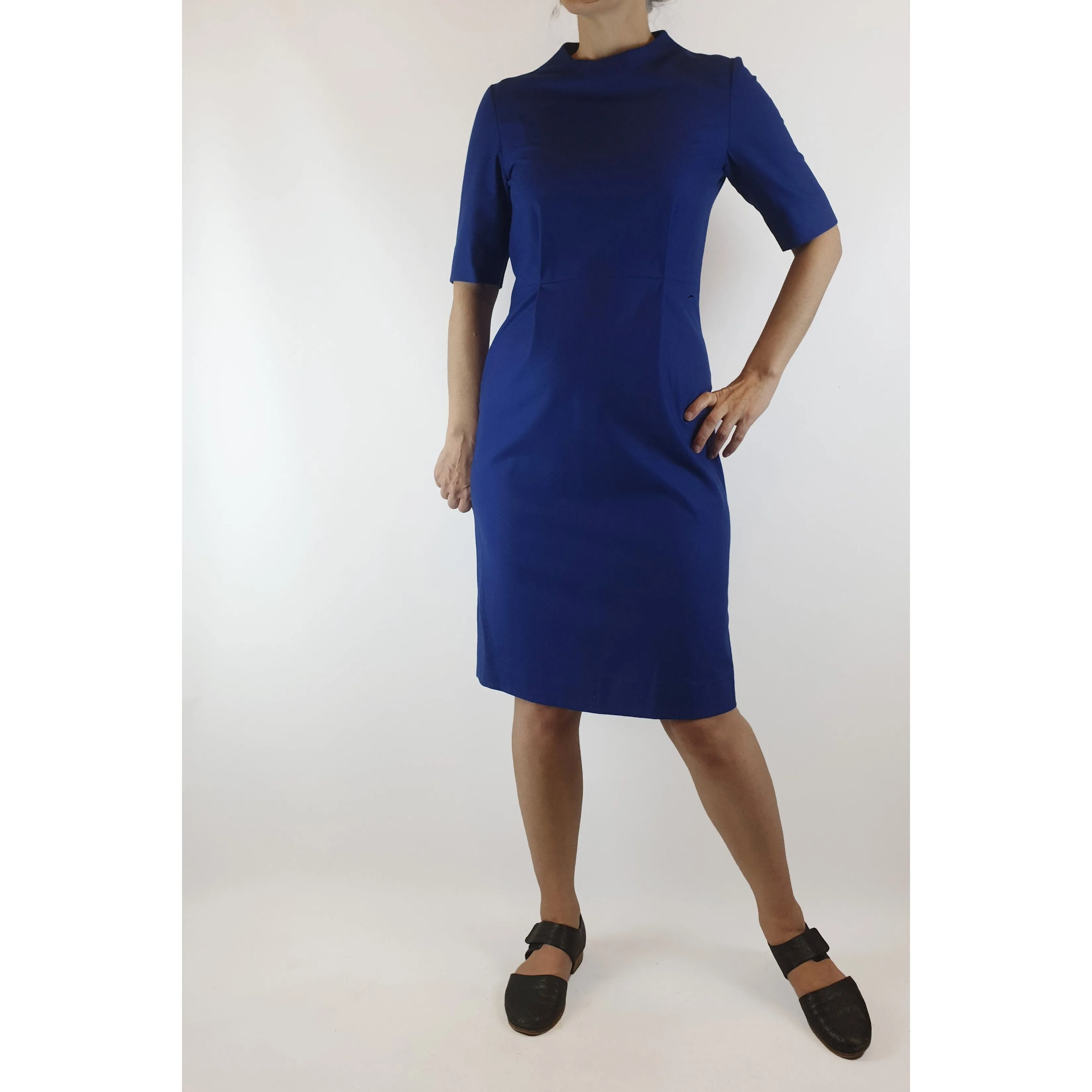 Cos blue wool majority dress with half length sleeves size 36 (best fits size 8)