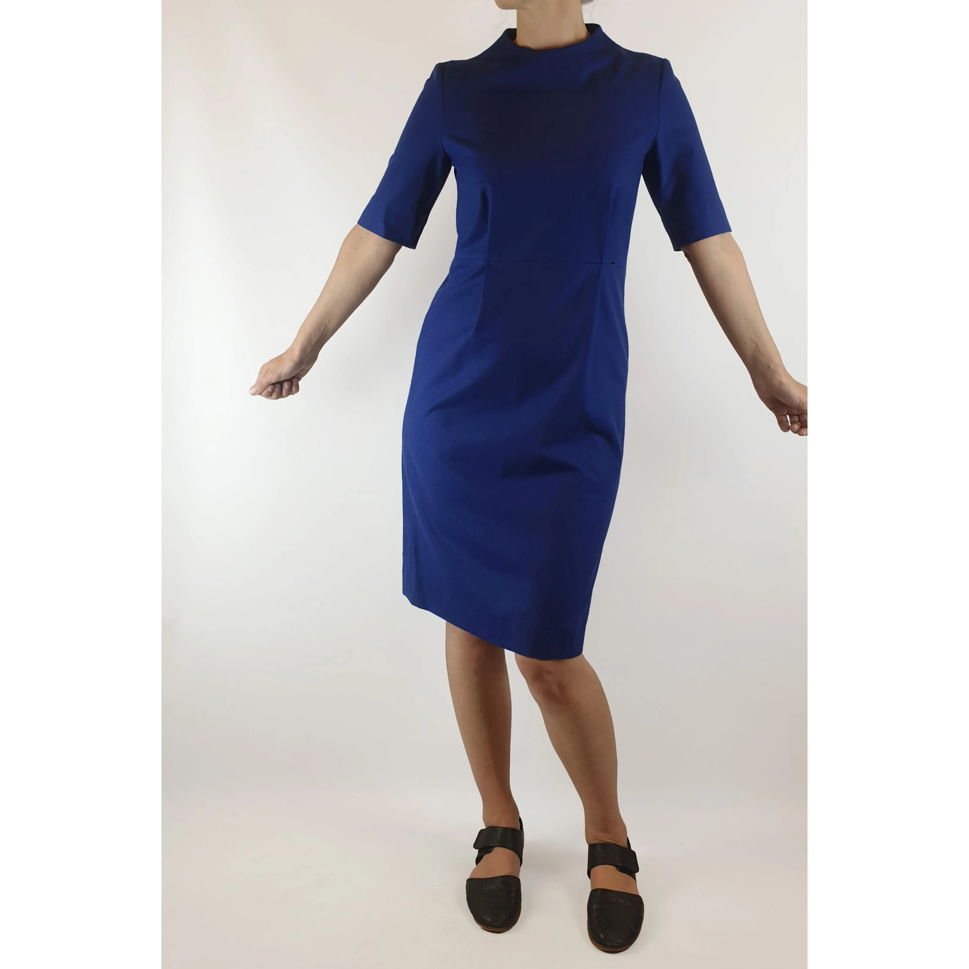Cos blue wool majority dress with half length sleeves size 36 (best fits size 8)