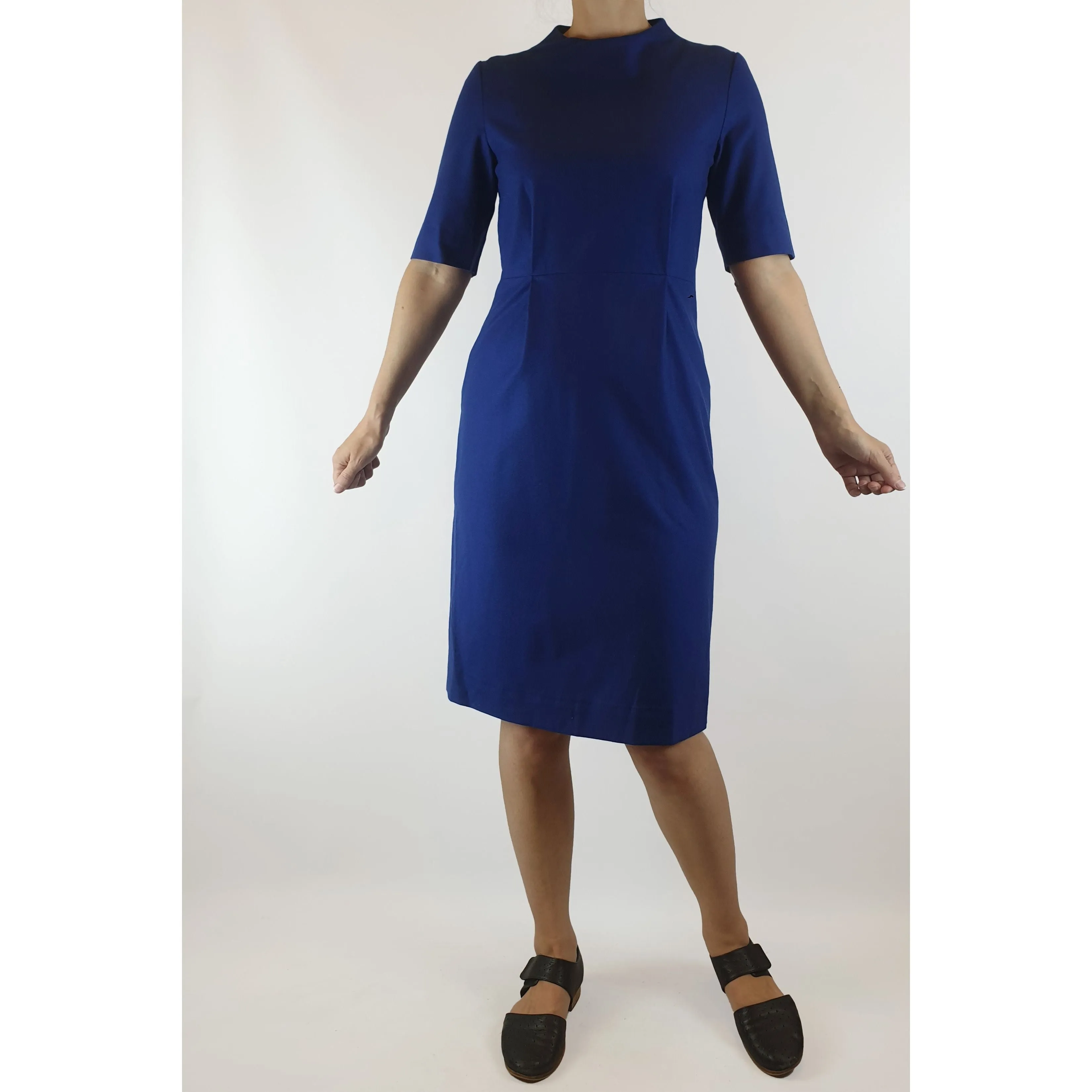 Cos blue wool majority dress with half length sleeves size 36 (best fits size 8)