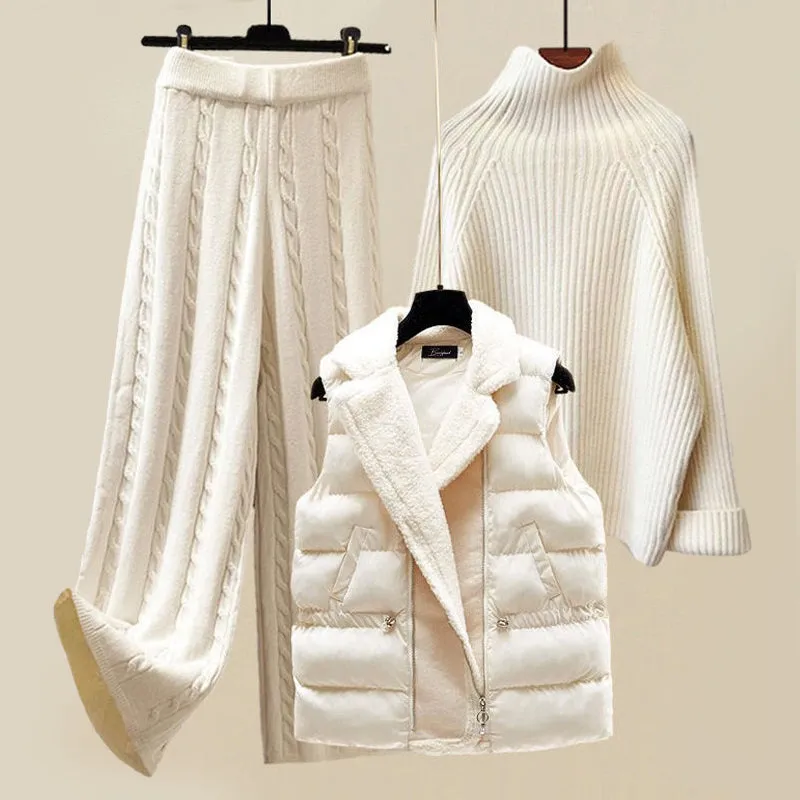 Costume set with cashmere sweater and warm vest