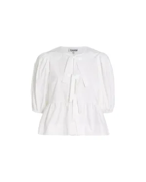 COTTON POPLIN PEPLUM BLOUSE